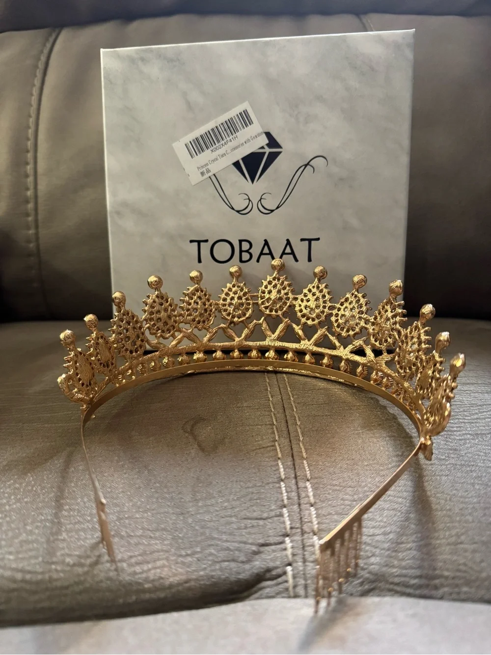 Gold Crystal Tiara Crown - Rose Gold Rhinestone Headpiece
